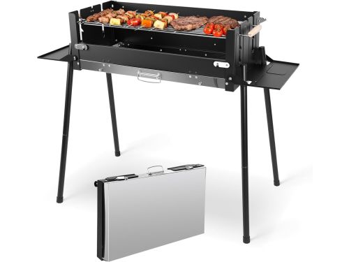 Houtskoolbarbecue Opvouwbaar - Draagbare BBQ met Zijtafels - Voor 5