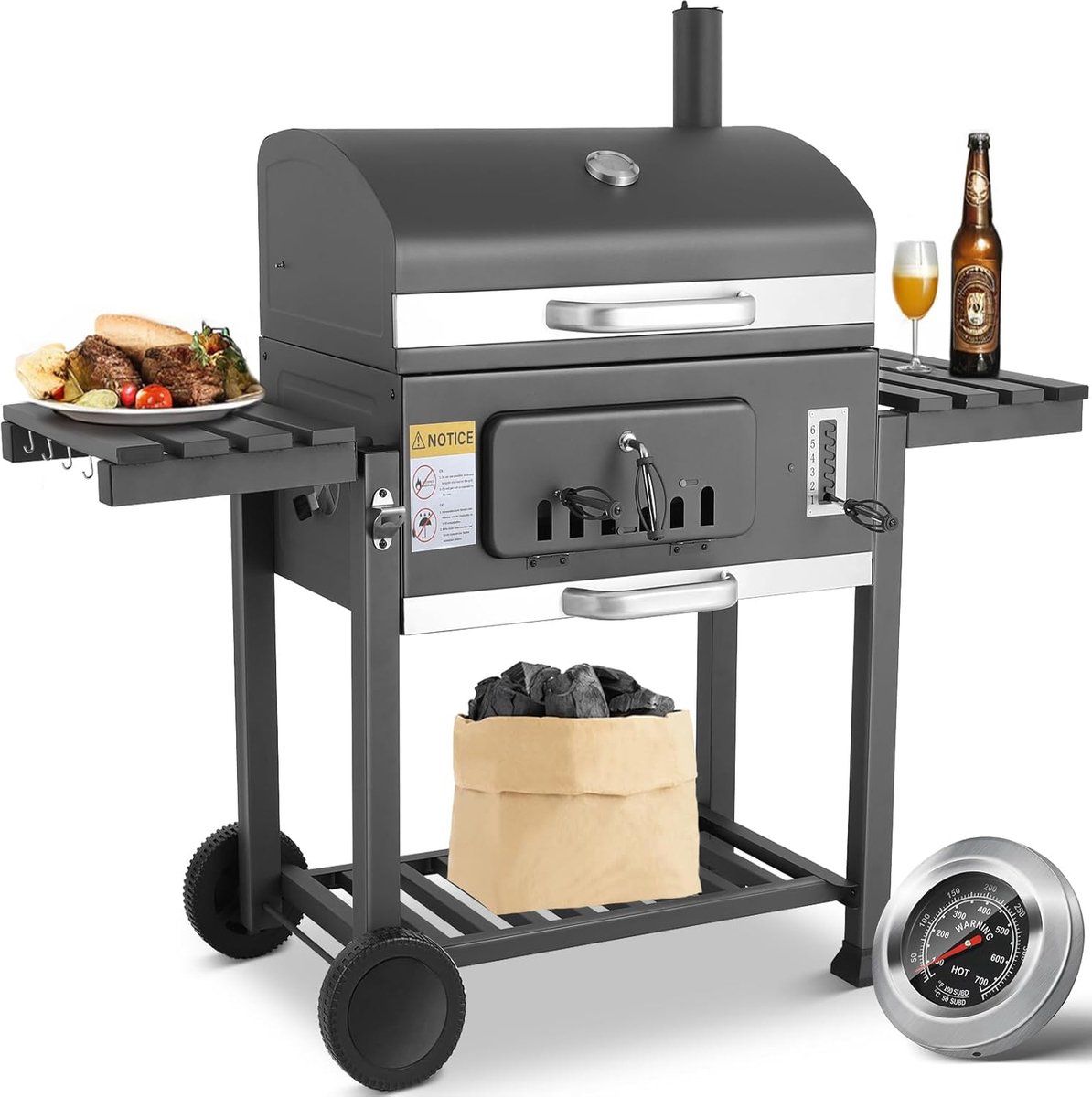 houtskoolgrill wagen bbq smoker buiten koken in