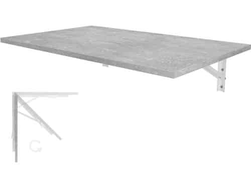 Inklapbare wandmontage klaptafel betonlook 80x50 cm - Inklapbare eettafel voor