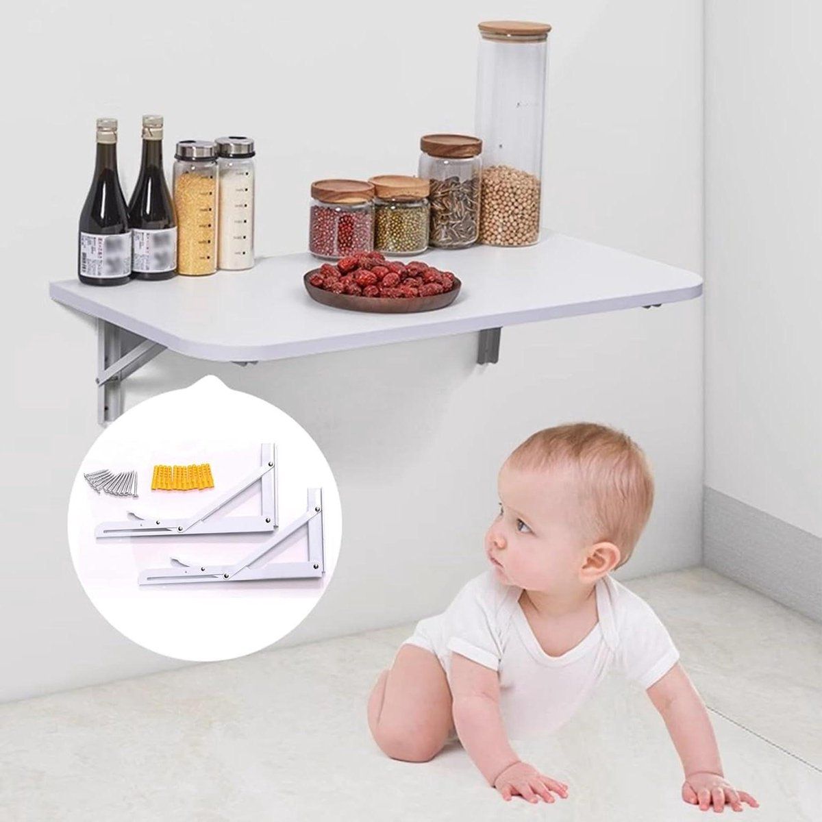 inklapbare wandtafel klaptafel muur ruimtebesparend werken robuuste