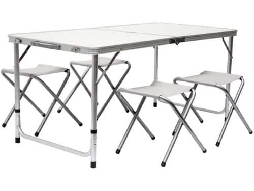 Kampeertafel - Klaptafel set - Buitenactiviteiten - Inclusief 4 krukken
