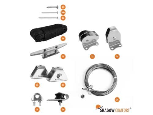 Katrol bevestigingsset harmonicadoek B 2,00 x L 6,50 m Shadow Comfort - Shadow comfort
