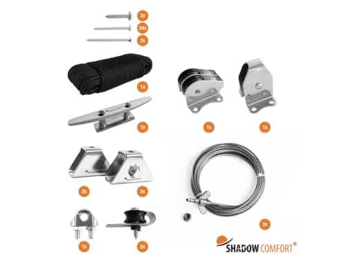 Katrol bevestigingsset harmonicadoek B 2,90 x L 6,50 m Shadow Comfort - Shadow comfort
