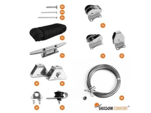 Katrol bevestigingsset harmonicadoek B 3,70 x L 6,50 m Shadow Comfort - Shadow comfort