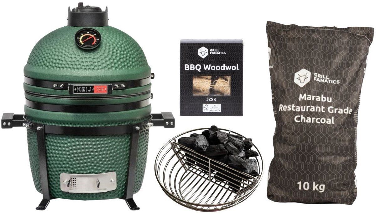keij kamado bbq startersset legend compact green 15 inch