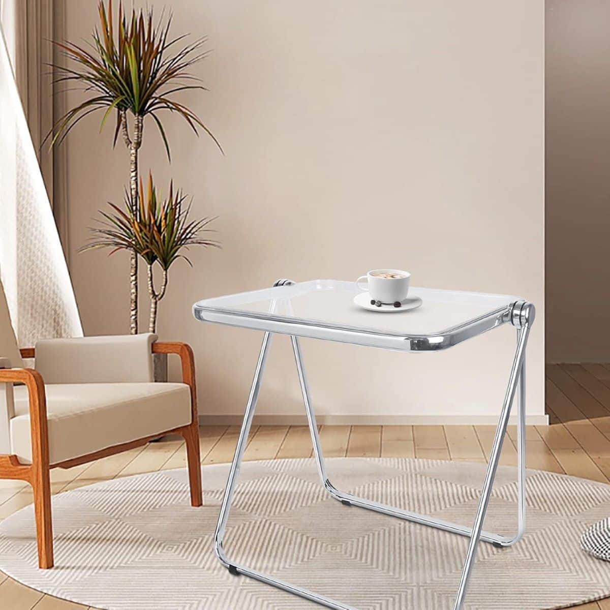 klaptafel acryl bijzettafel opvouwbaar compact werken ruimtebesparend