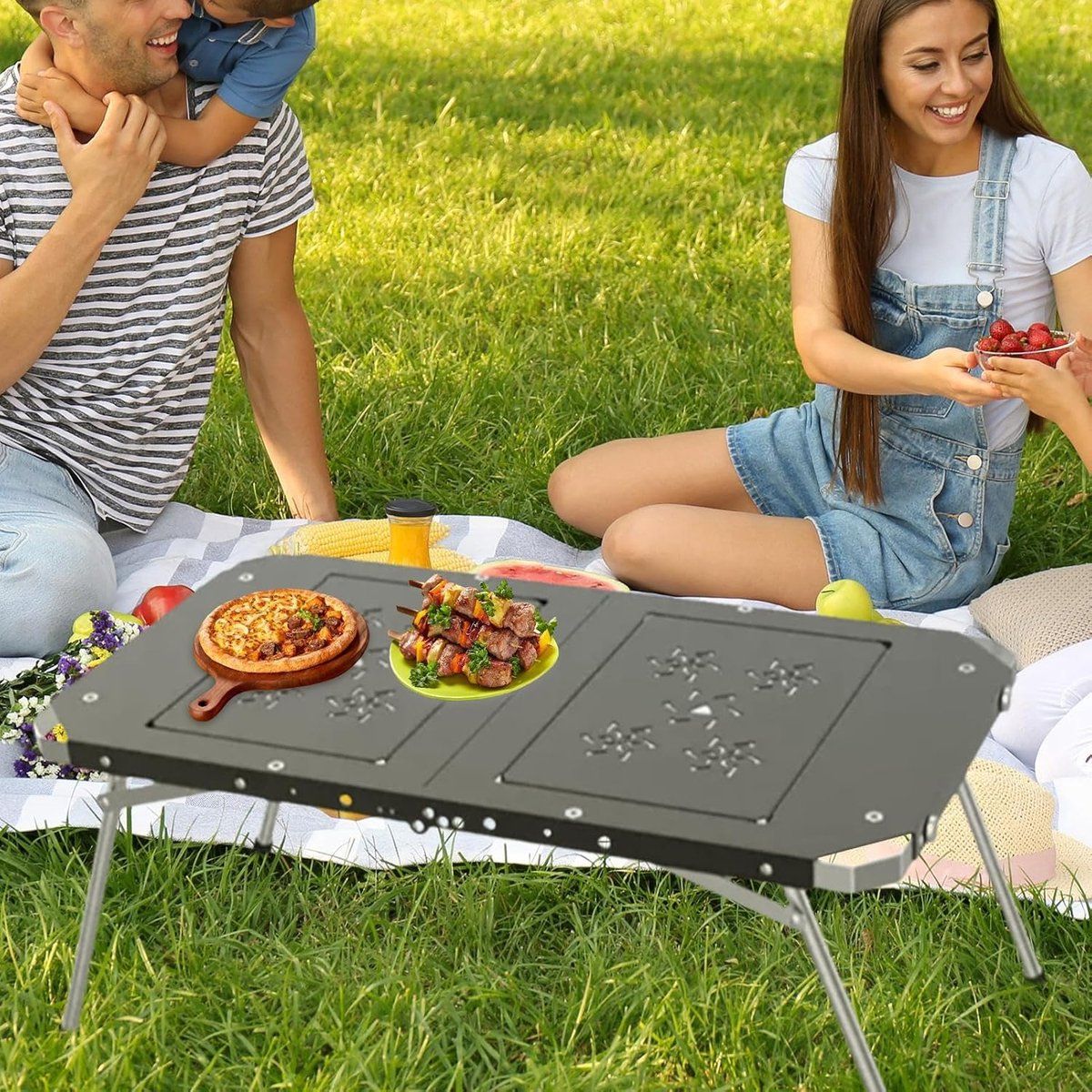 klaptafel outdoor picknicktafel zwart buitenactiviteiten genieten modulair
