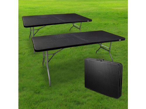 Klaptafel Rattanlook 180 cm - Zwart Rechthoekige HDPE Tafel voor