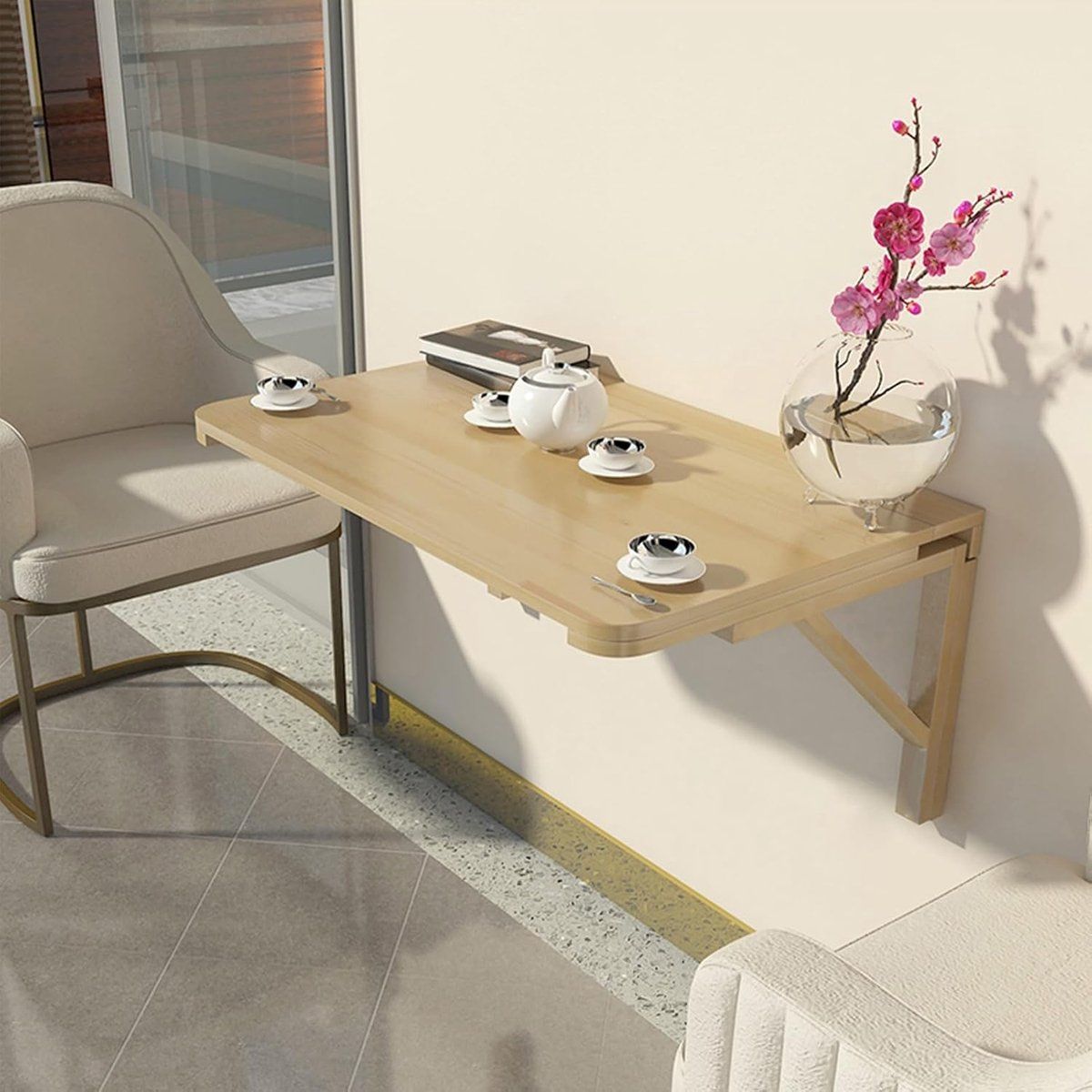 klaptafel wandbureau ruimte besparen driepoot stabiliteit