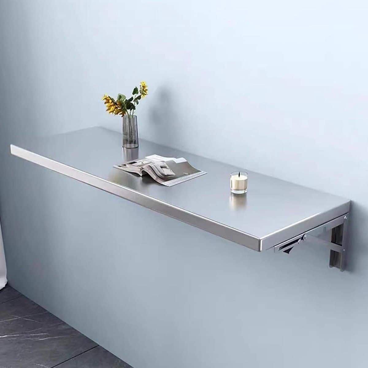 klaptafel wandtafel opklapbaar ruimte besparen roestvrijstalen beugel