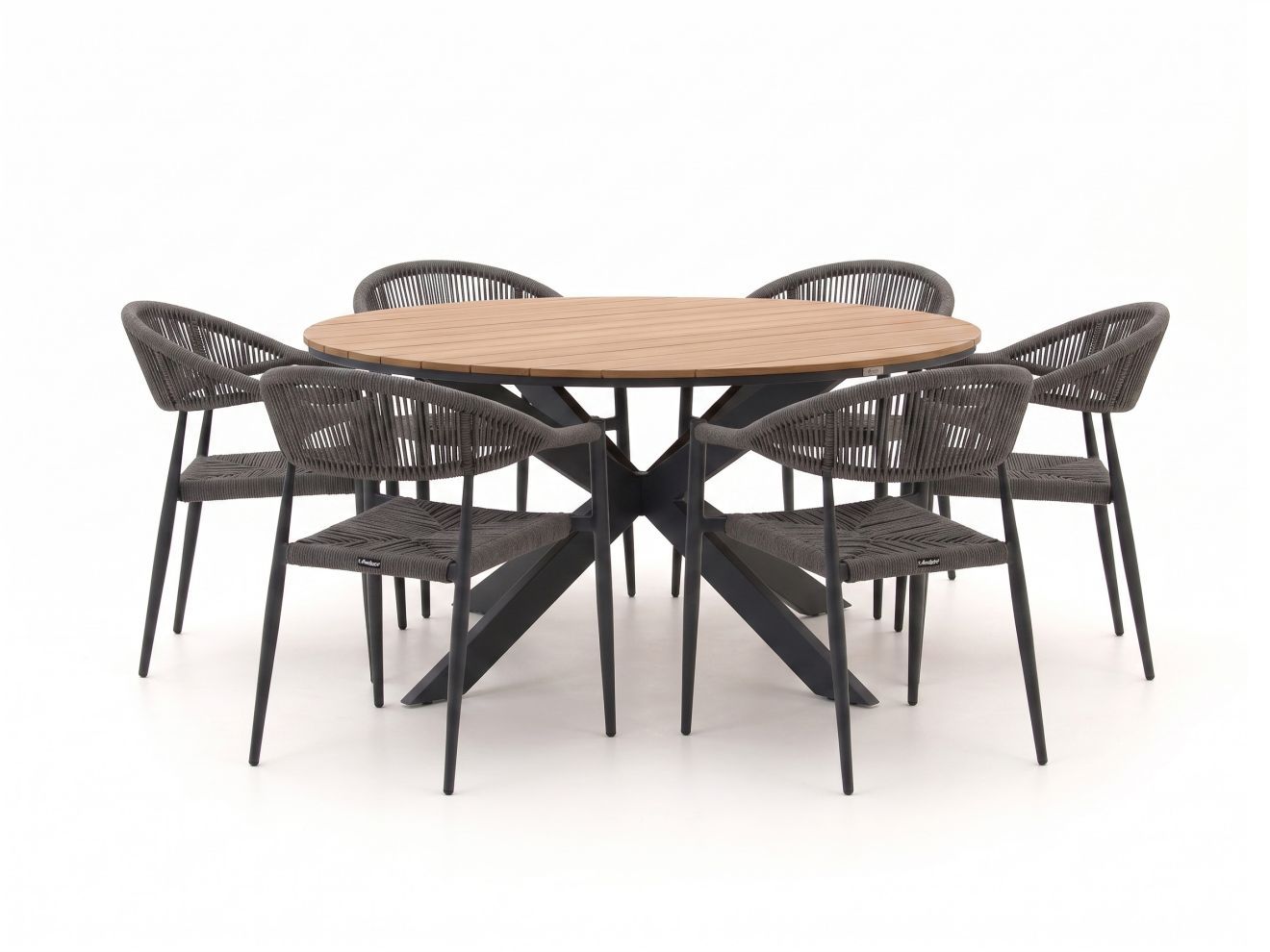 manifesto belpasso/fidenza ø149cm dining tuinset 7 delig stapelbaar laagste prijsgarantie!