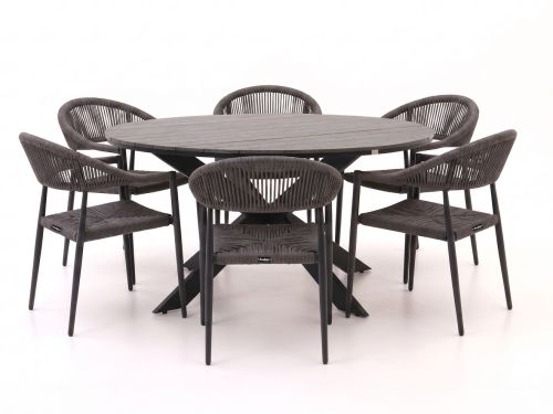 Manifesto Belpasso/Fidenza ø149cm dining tuinset 7-delig stapelbaar - Laagste prijsgarantie!