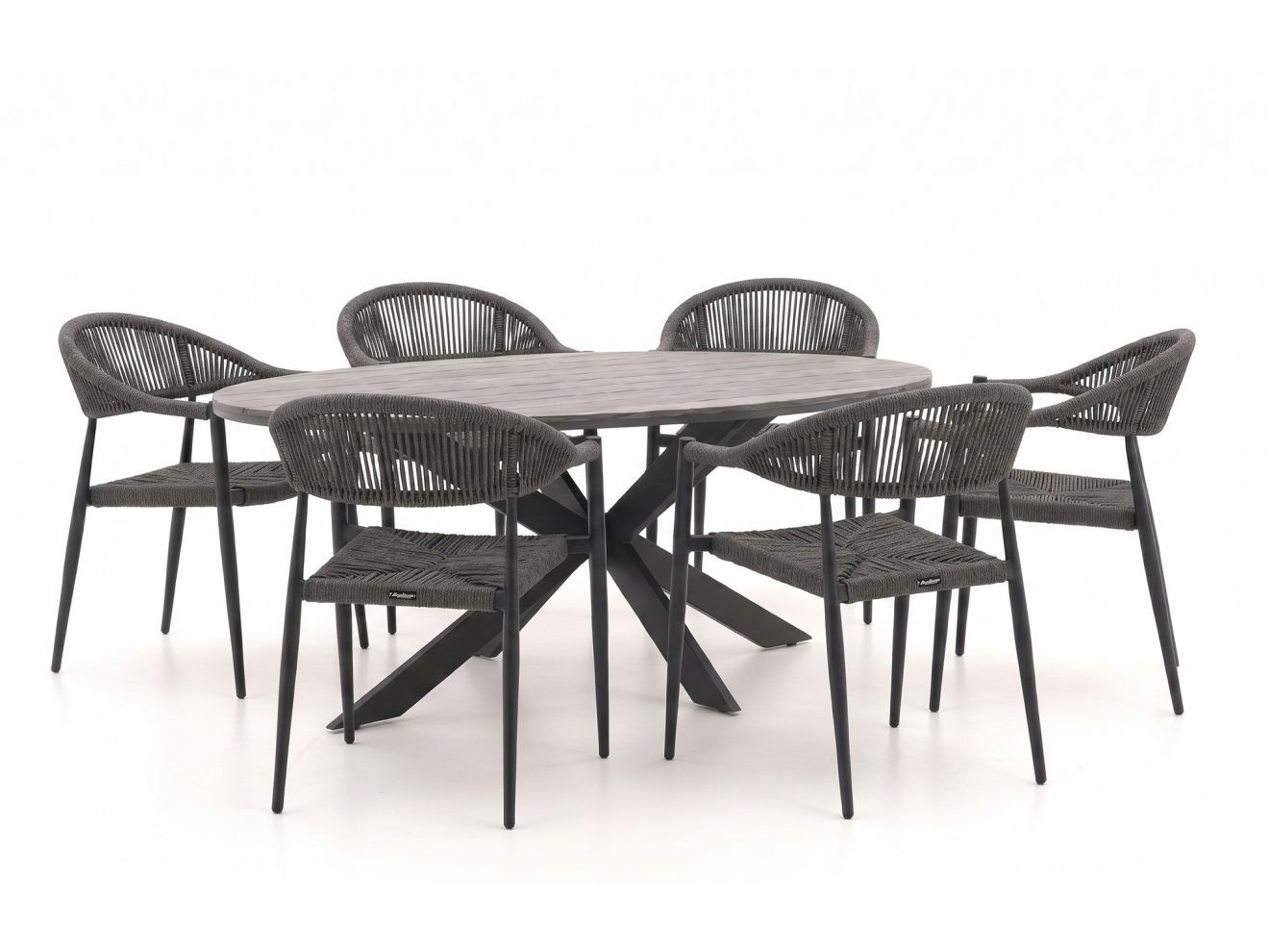 manifesto belpasso/fidenza ovaal 180cm dining tuinset 7 delig stapelbaar laagste prijsgarantie!
