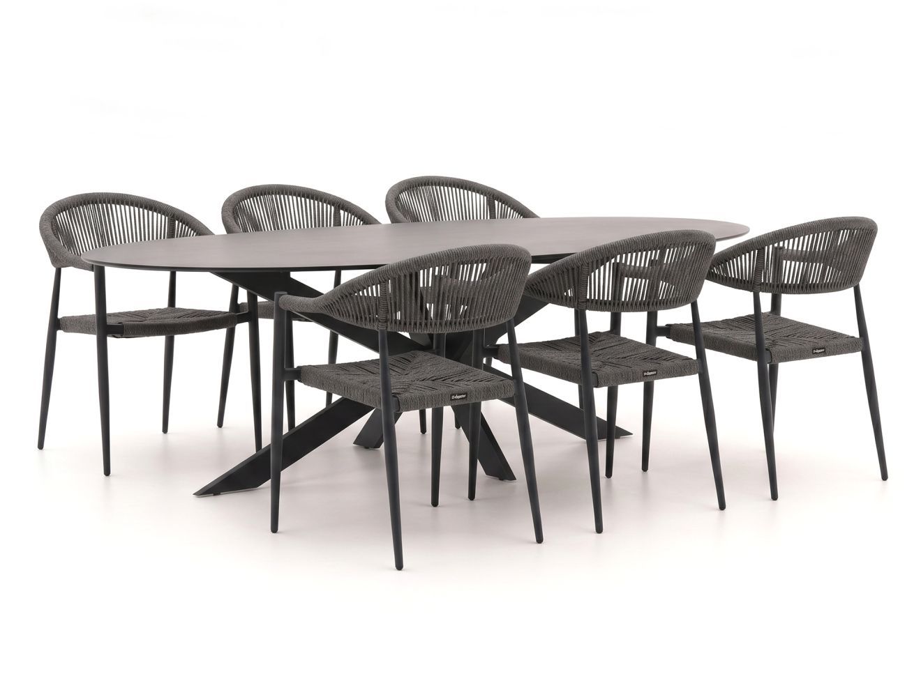 manifesto belpasso/furato ellips 200cm dining tuinset 7 delig stapelbaar laagste prijsgarantie!