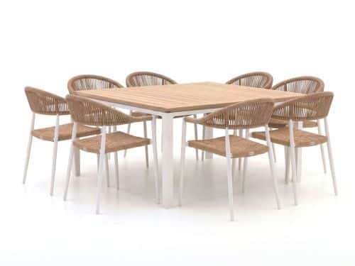 Manifesto Belpasso/Linosa 160x160cm dining tuinset 9-delig stapelbaar - Laagste prijsgarantie!