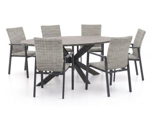 Manifesto Villongo/Fidenza ovaal 180cm dining tuinset 7-delig stapelbaar - Laagste prijsgarantie!