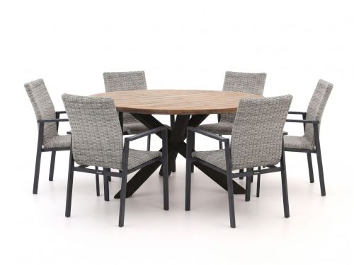 Manifesto Villongo/ROUGH-Y ø150cm dining tuinset 7-delig stapelbaar - Laagste prijsgarantie!