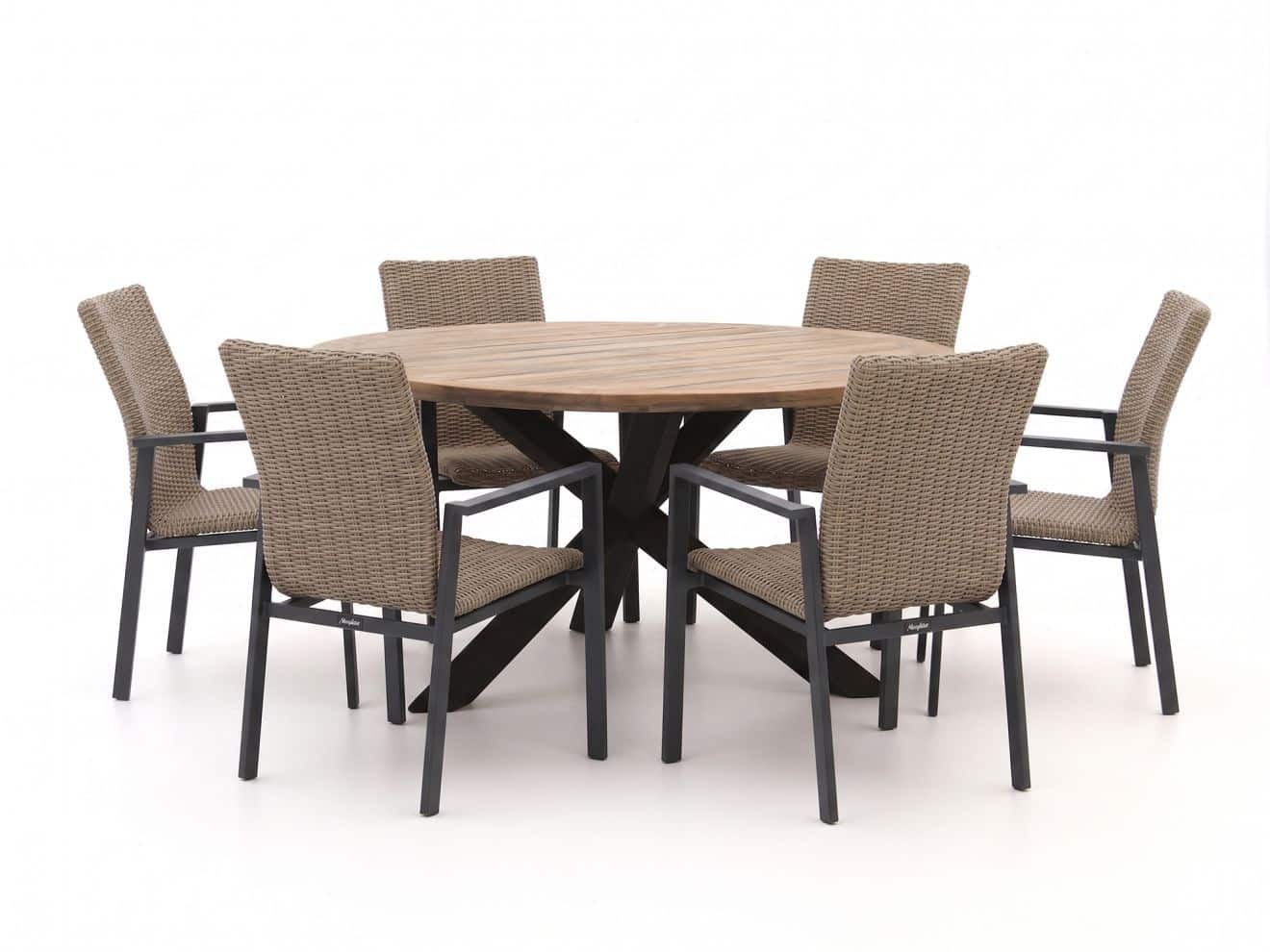 manifesto villongo/rough y ø150cm dining tuinset 7 delig stapelbaar laagste prijsgarantie!