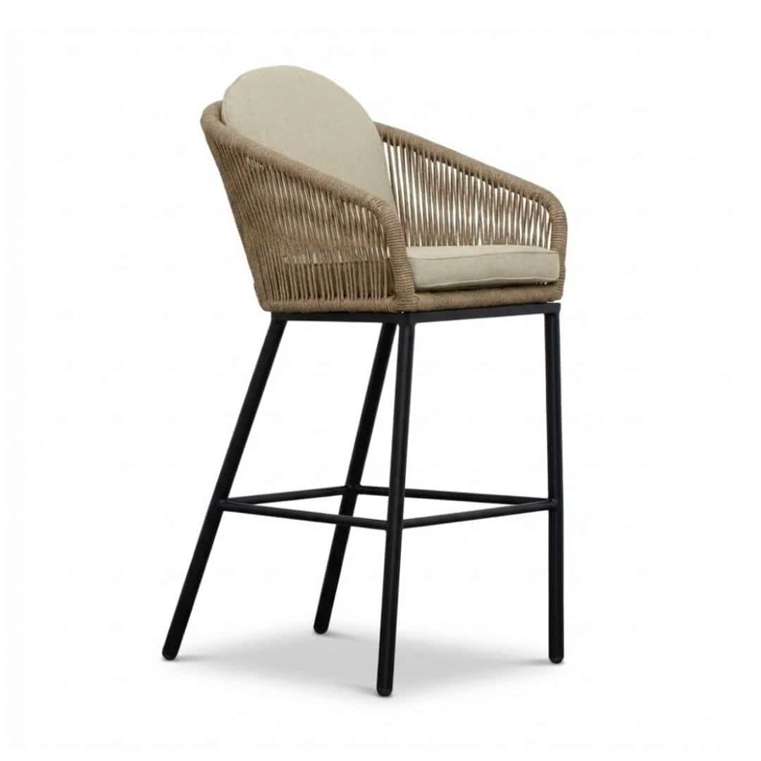 mara dining barstoel | touw + aluminium | sahara dust