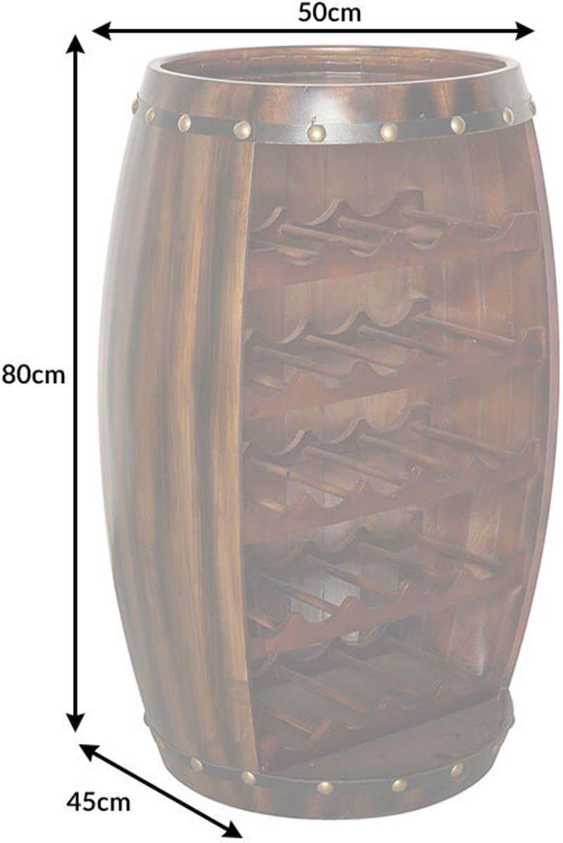massief wijnrek bodega 80cm koffiebruin grenen vat bartafel voor 23
