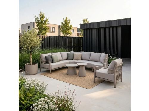 Merida hoek loungeset incl loungestoel | aluminium + touw | beige