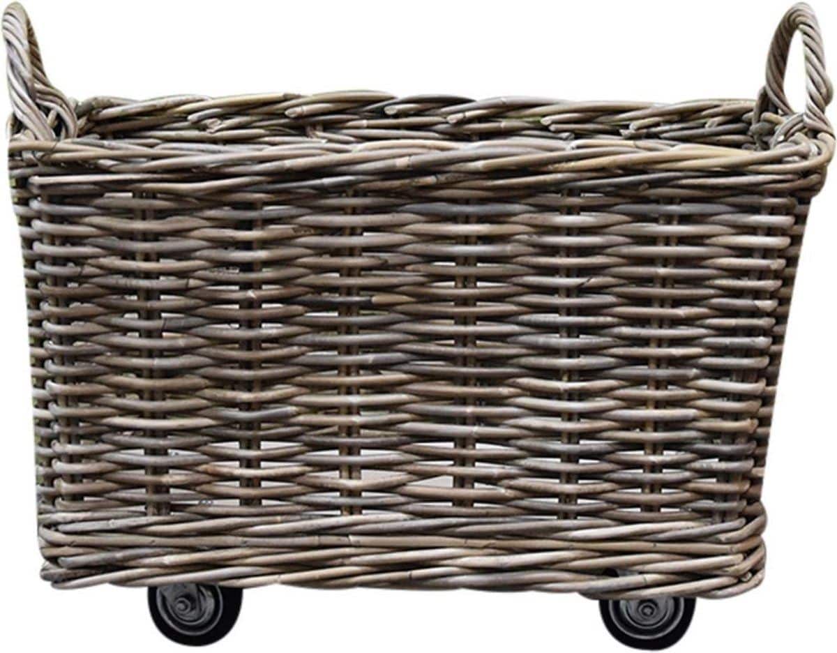 micky rotan mand 60x45xh40 cm rechthoekig met handvatten en wielen