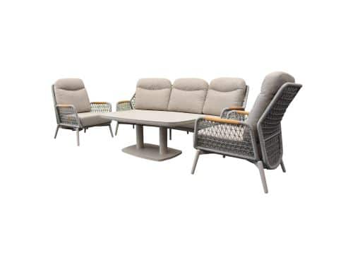 Monza stoel bank dining loungeset 4 delig verstelbaar latte rope