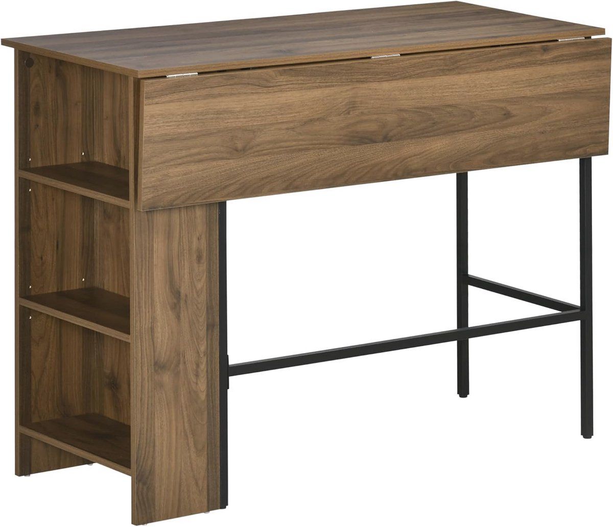 multifunctionele bartafel met opbergmogelijkheden en opklapbaar zijblad