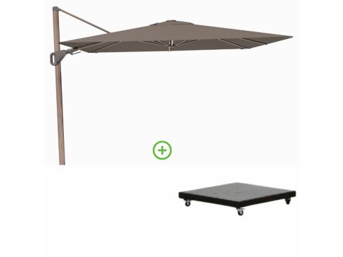 Nexus T² zweefparasol - premium doek | 300x300 met Monza parasolvoet 90kg | Havana/Mocha