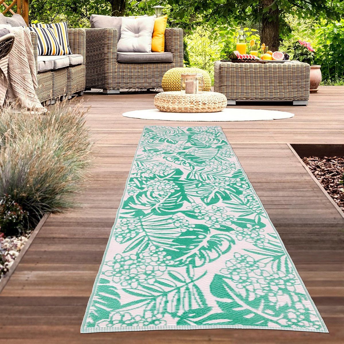 omkeerbaar buitenkleed voor tuin, balkon en camping weerbestendig en
