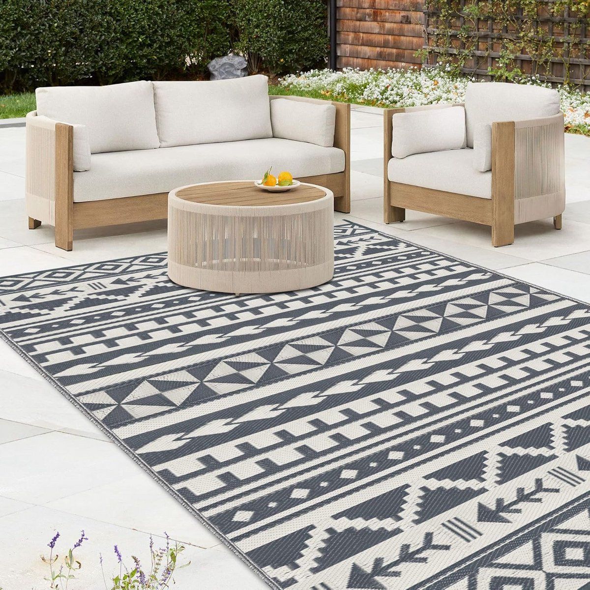omkeerbaar buitentapijt modern geometrisch waterdicht & uv bestendig voor tuin