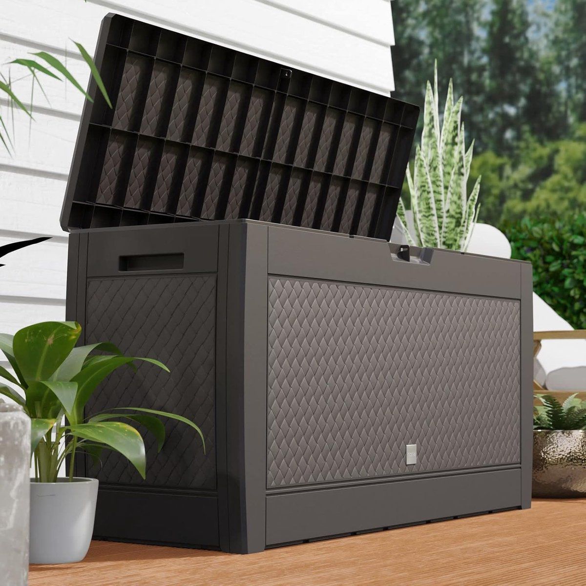 opbergbox rotan look 119 x 48 x 60cm rolbaar tuin tuinbox