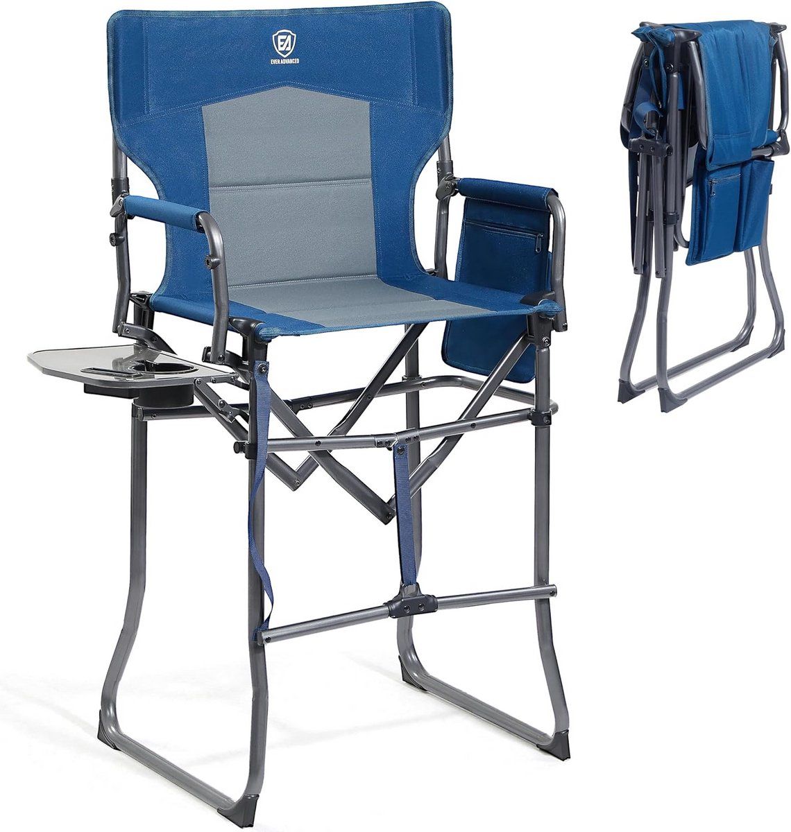 opvouwbare campingstoel met zithoogte van 76 cm hoge barkruk