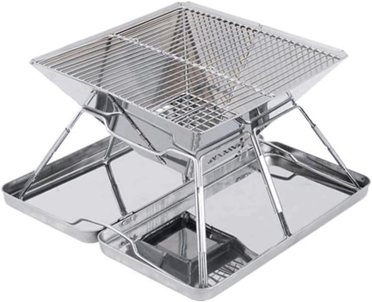 opvouwbare houtskoolgrill camping bbq buiten koken roestvrij