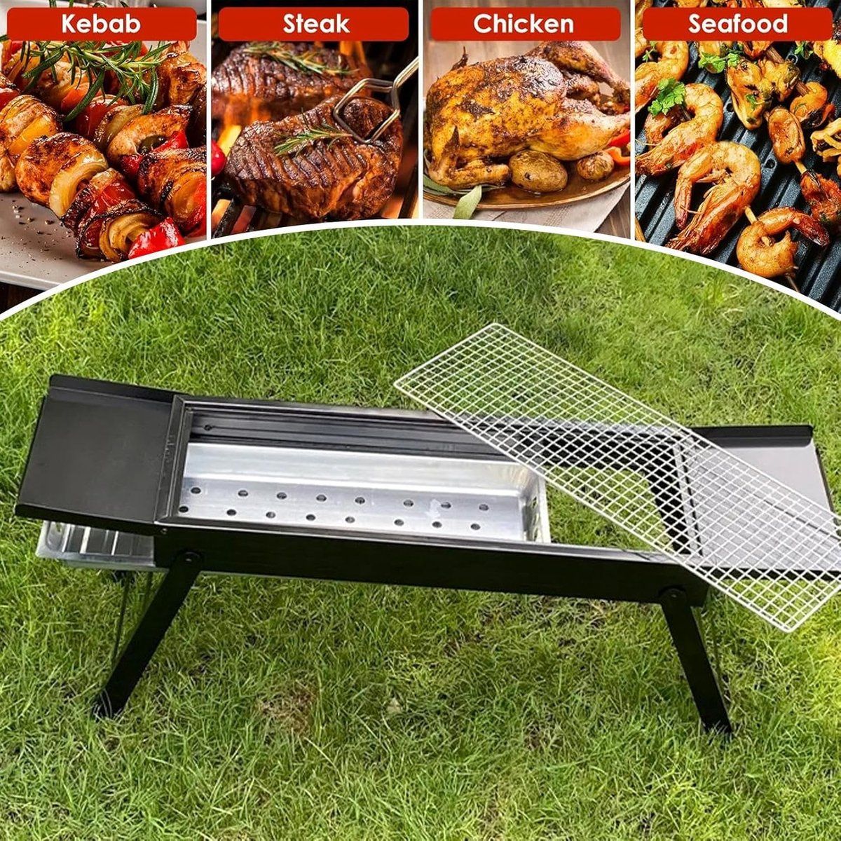 opvouwbare houtskoolgrill draagbare bbq buiten koken eenvoudig