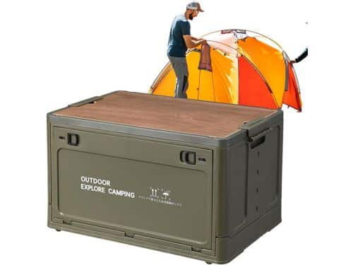 Opvouwbare opbergbox - Kampeeropslagvaten - Buiten organiseren - Met houten