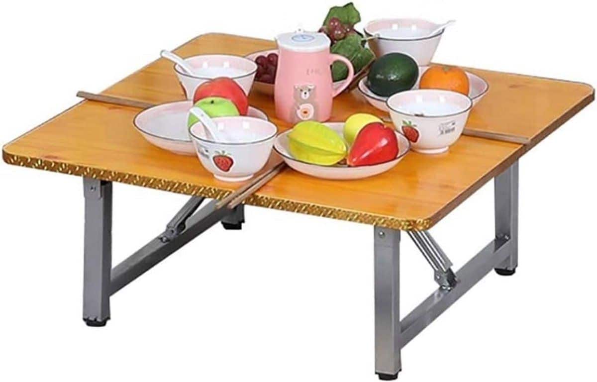 opvouwbare tafel klaptafel bijzettafel laptop en eten