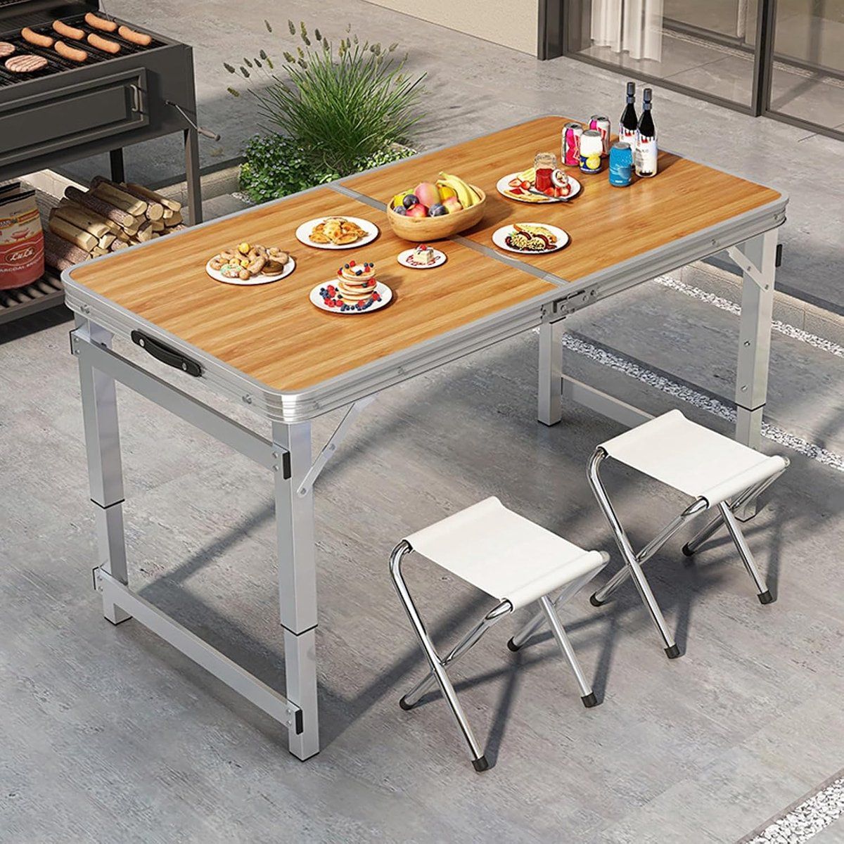 opvouwbare tafel klaptafel krukken buiten eten 3