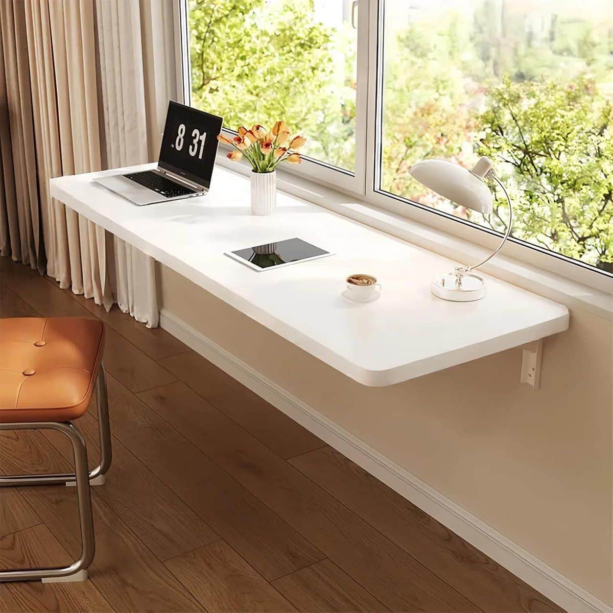 opvouwbare wandtafel klaptafel massief hout ruimte besparen