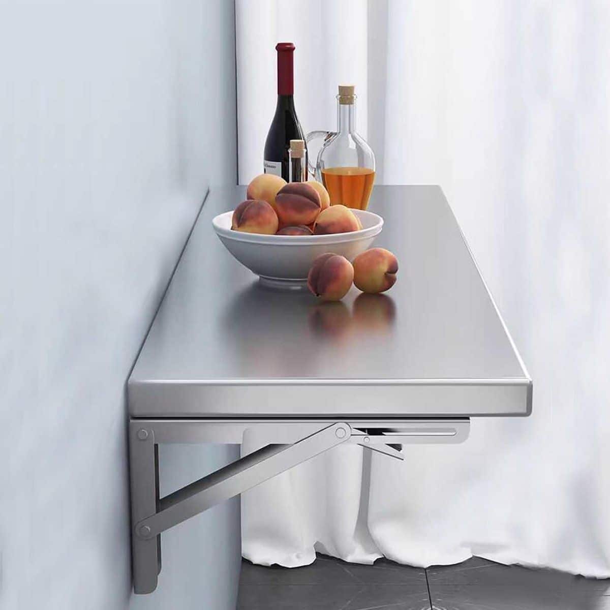 opvouwbare wandtafel klaptafel roestvrij ruimtebesparend werken stabiele