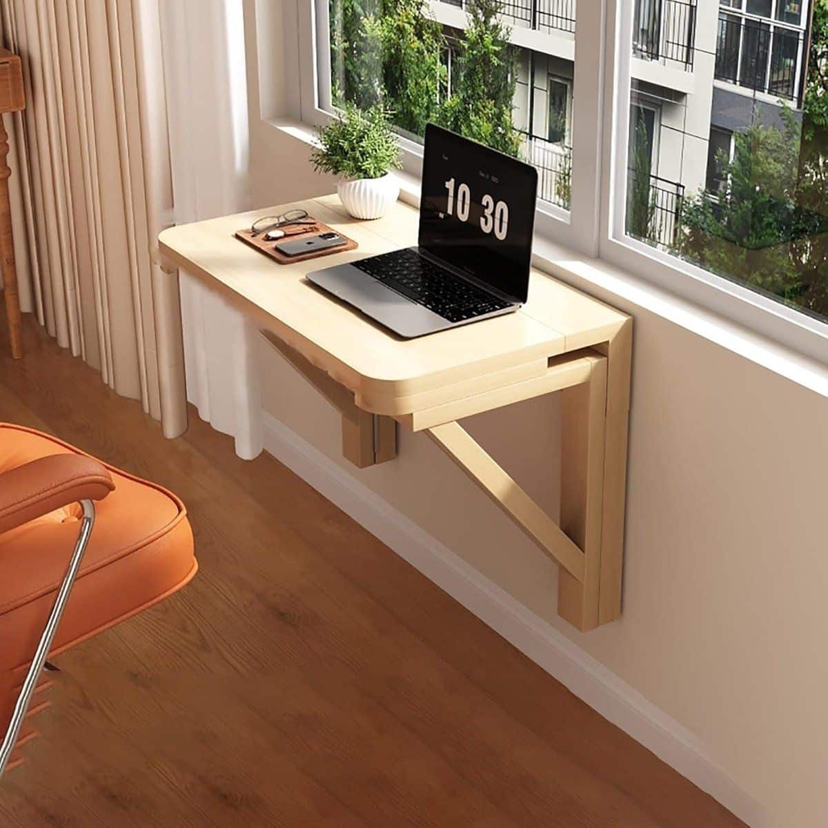 opvouwbare wandtafel klaptafel werkbank ruimte besparen hout