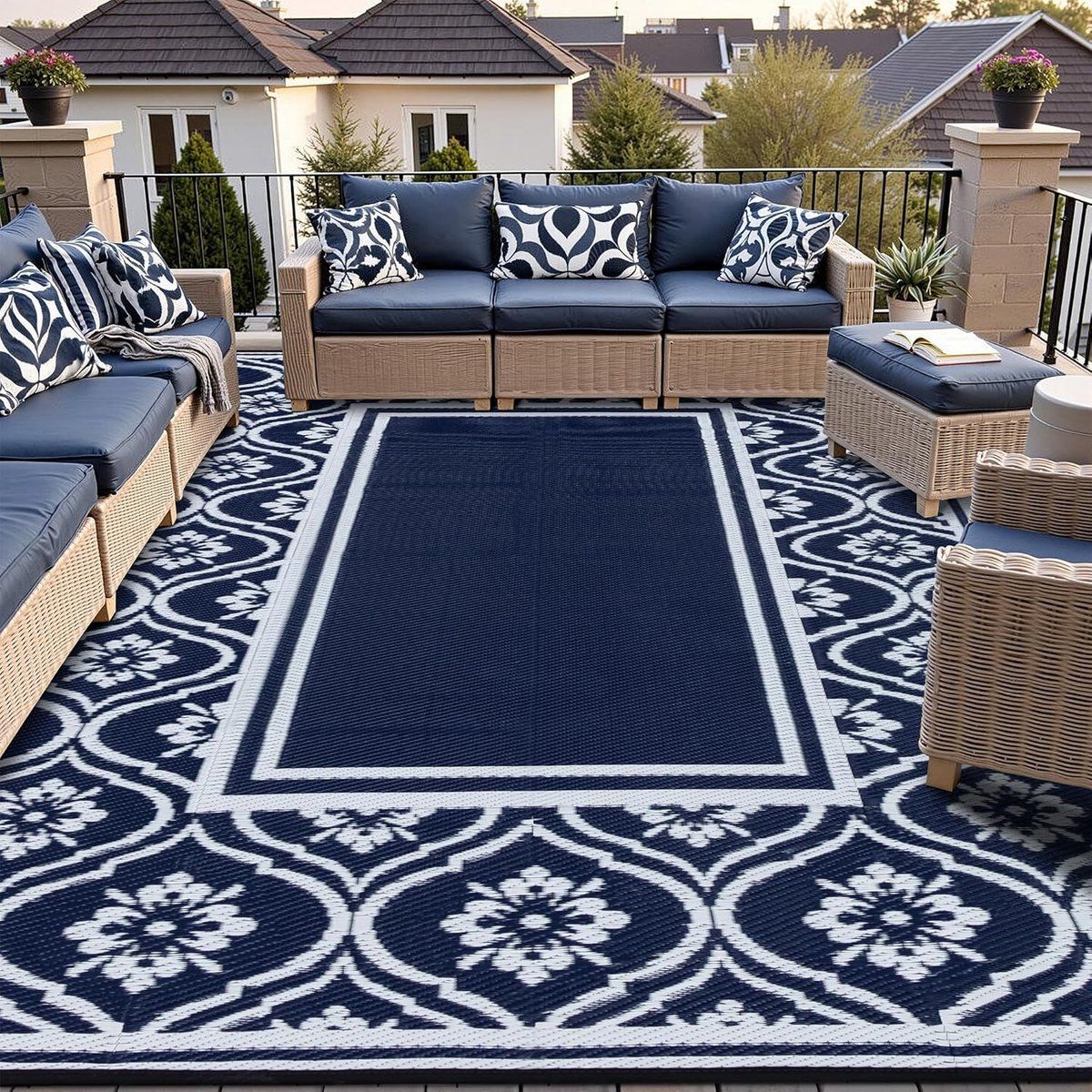 outdoor tapijt buitenkleed rietmat terras balkon camping