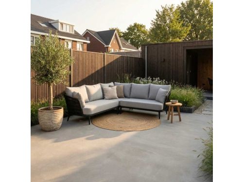 Palermo hoek loungeset 5 personen | aluminium + touw | Stone Grey | 4-delig - 230x230cm