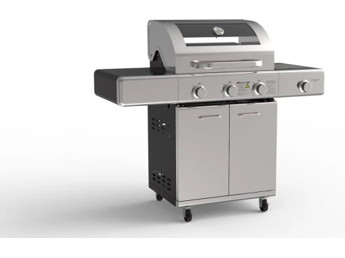 Paralux - Gasbarbecue - 3 branders - RVS met gietijzeren