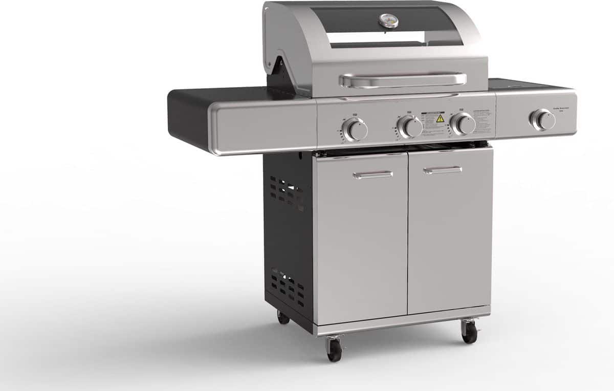paralux gasbarbecue 3 branders rvs met gietijzeren