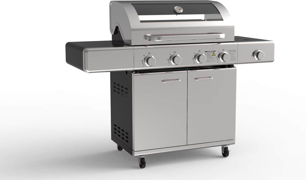 paralux gasbarbecue 4 branders rvs met gietijzeren roosters