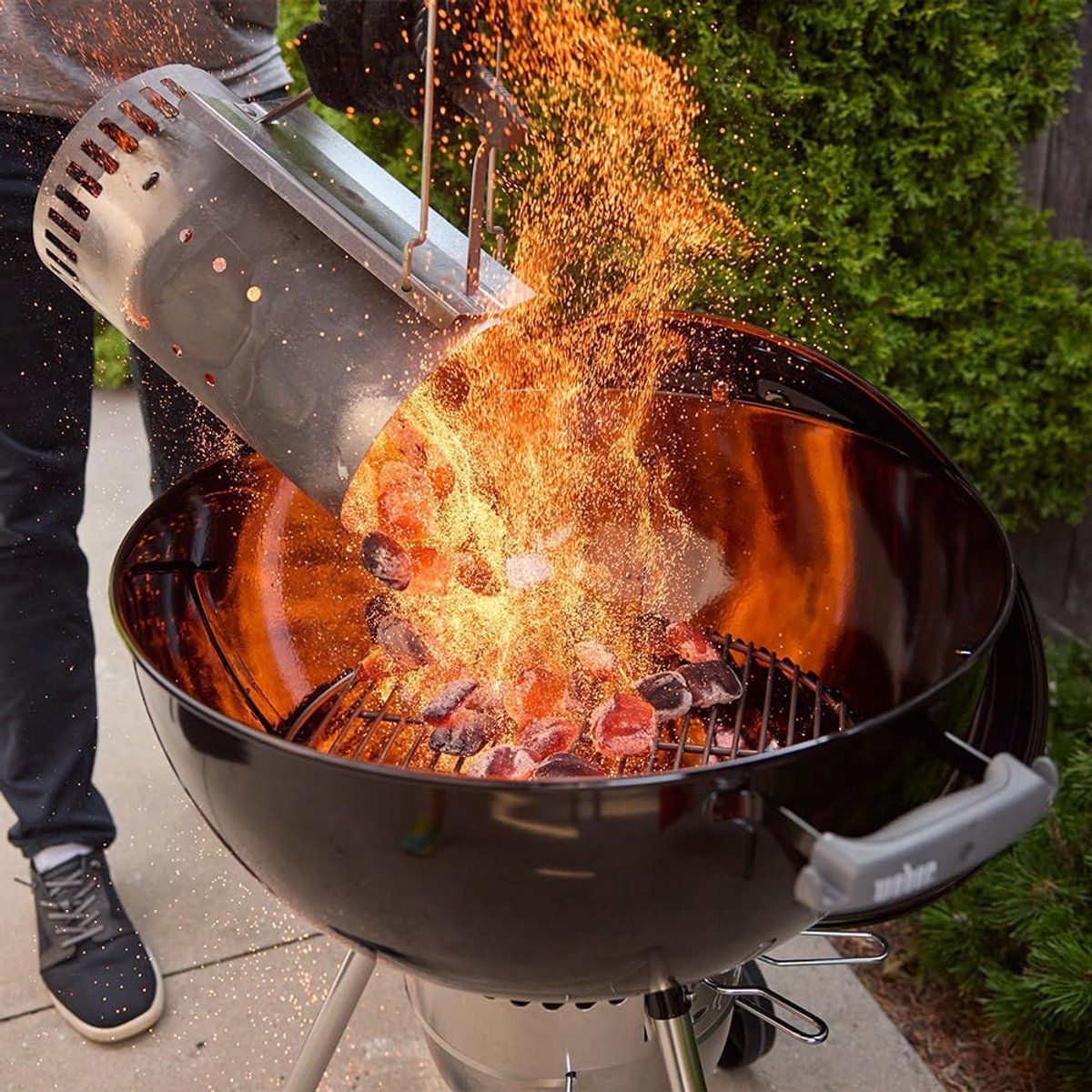premium kettle houtskool barbecue grill 57 cm met dekselthermometer