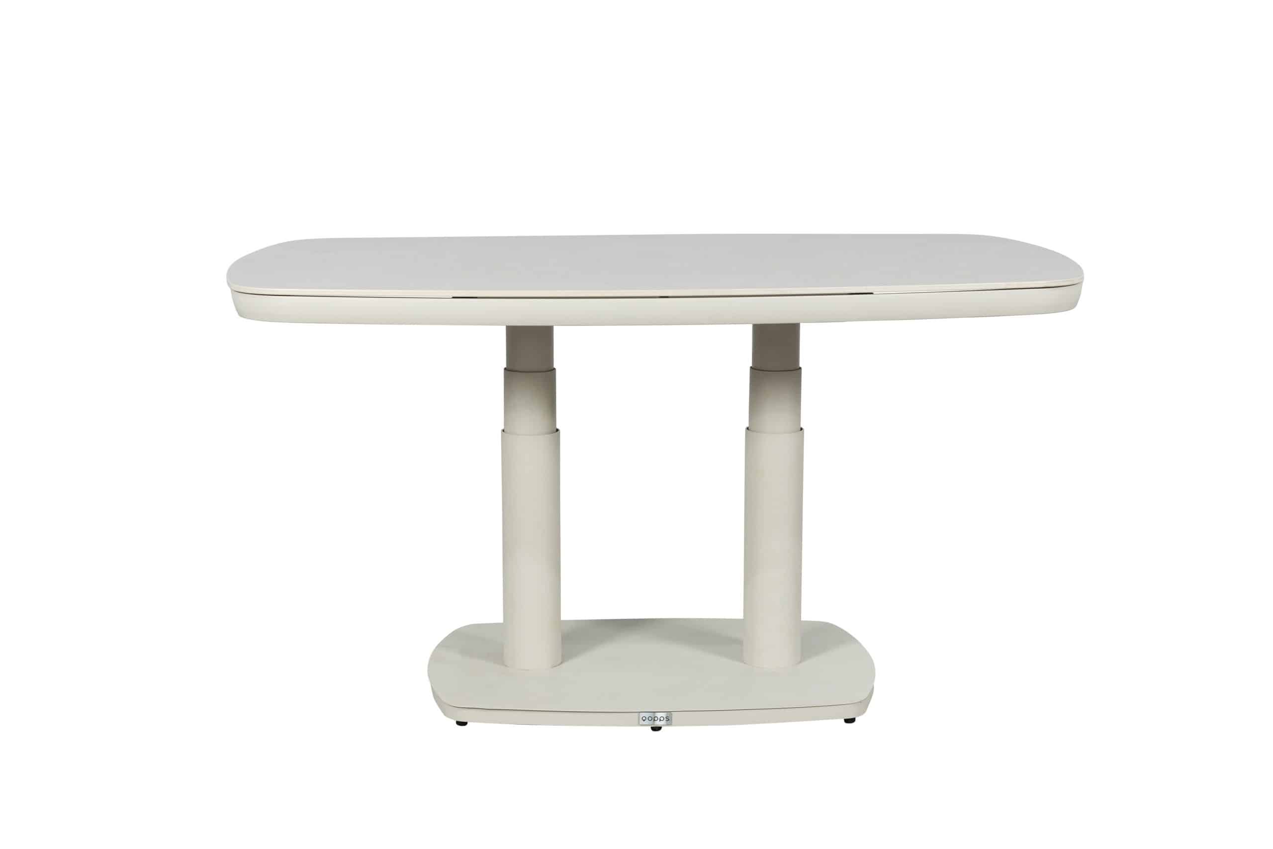 qopps elena in hoogte verstelbare tuintafel 135×83 cm latte light