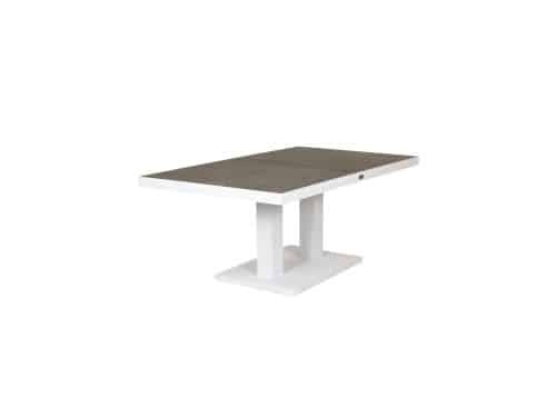 Qopps Gazoo up down tafeltafel 140 x 85 mat wit frame ceramisch antraciet blad