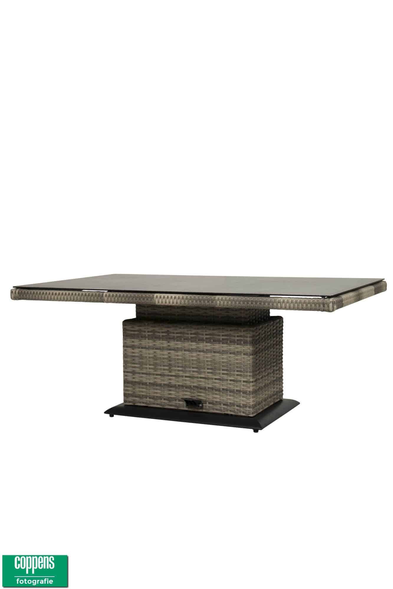 qopps sandigo / aruba in hoogte verstelbare tuintafel 140 x 85 licht grijs